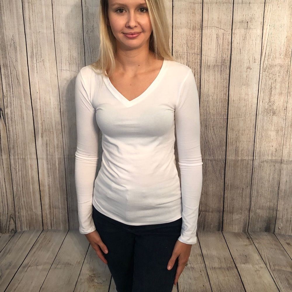 White V-Neck